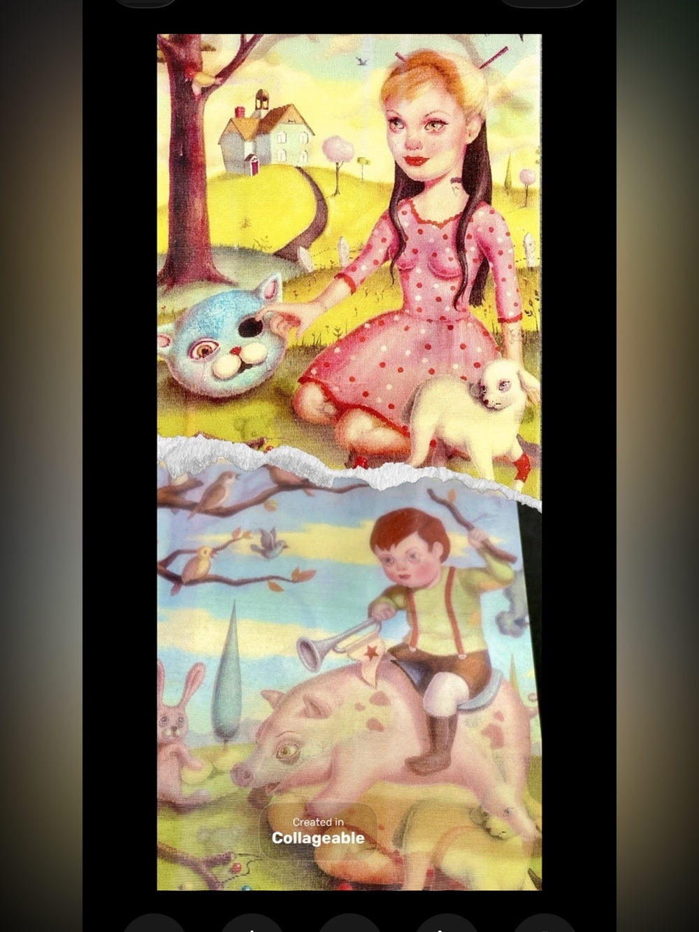 Ana Bagayan 2D Postcard Bad Seed Girl & Butcher Boy Outsider Art Card 6 X 4 2004